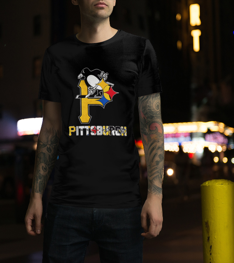 Pittsburgh Penguins Steelers P Logo Sport Map Iconic Team T-Shirt