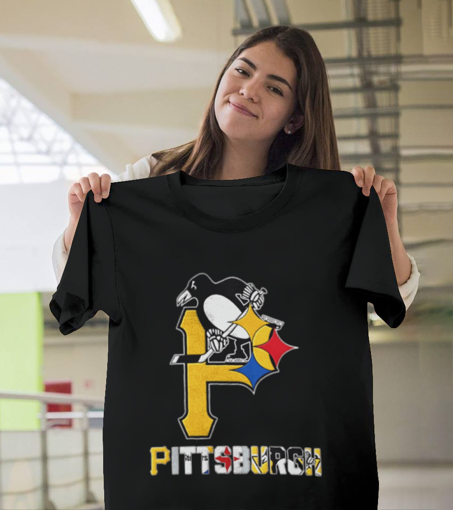 Pittsburgh Penguins Steelers P Logo Sport Map Iconic Team T-Shirt
