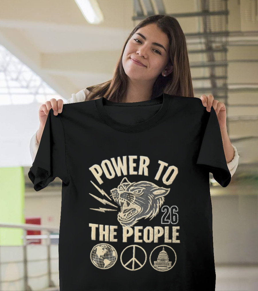 Power To The People 2026 Festival Lion Peace Globe Capitoline Wolf T-Shirt