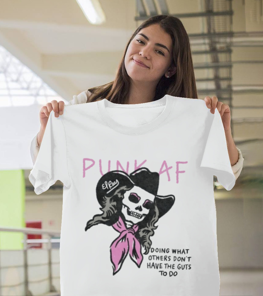 Punk AF Skeleton Cowboy Doing What Others Don't Have The Guts To Do T-Shirt