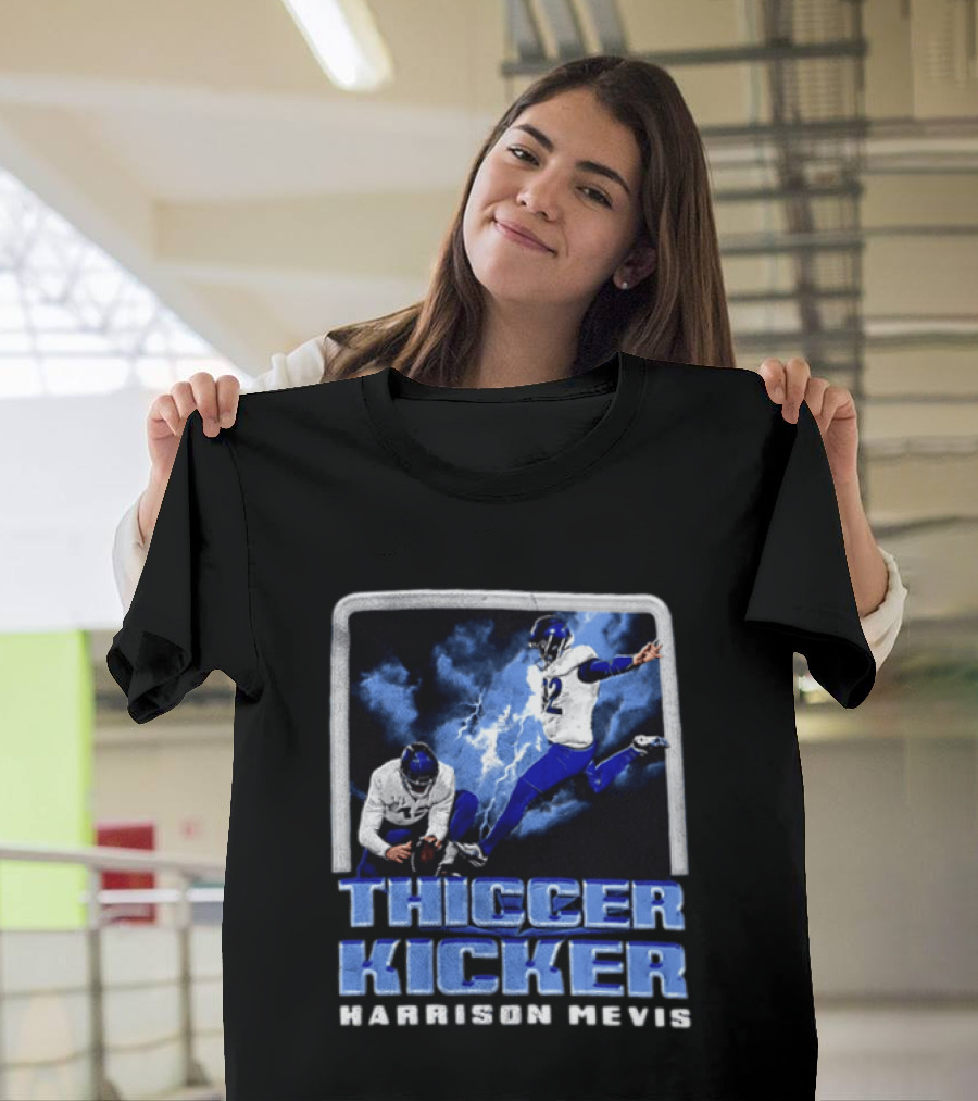 Harrison Mevis Thiccer Kicker Football Action And Lightning T-Shirt