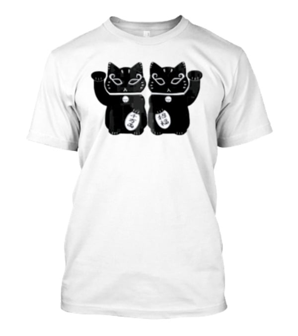 Maneki Neko Lucky Black Cat With Coin T-Shirt