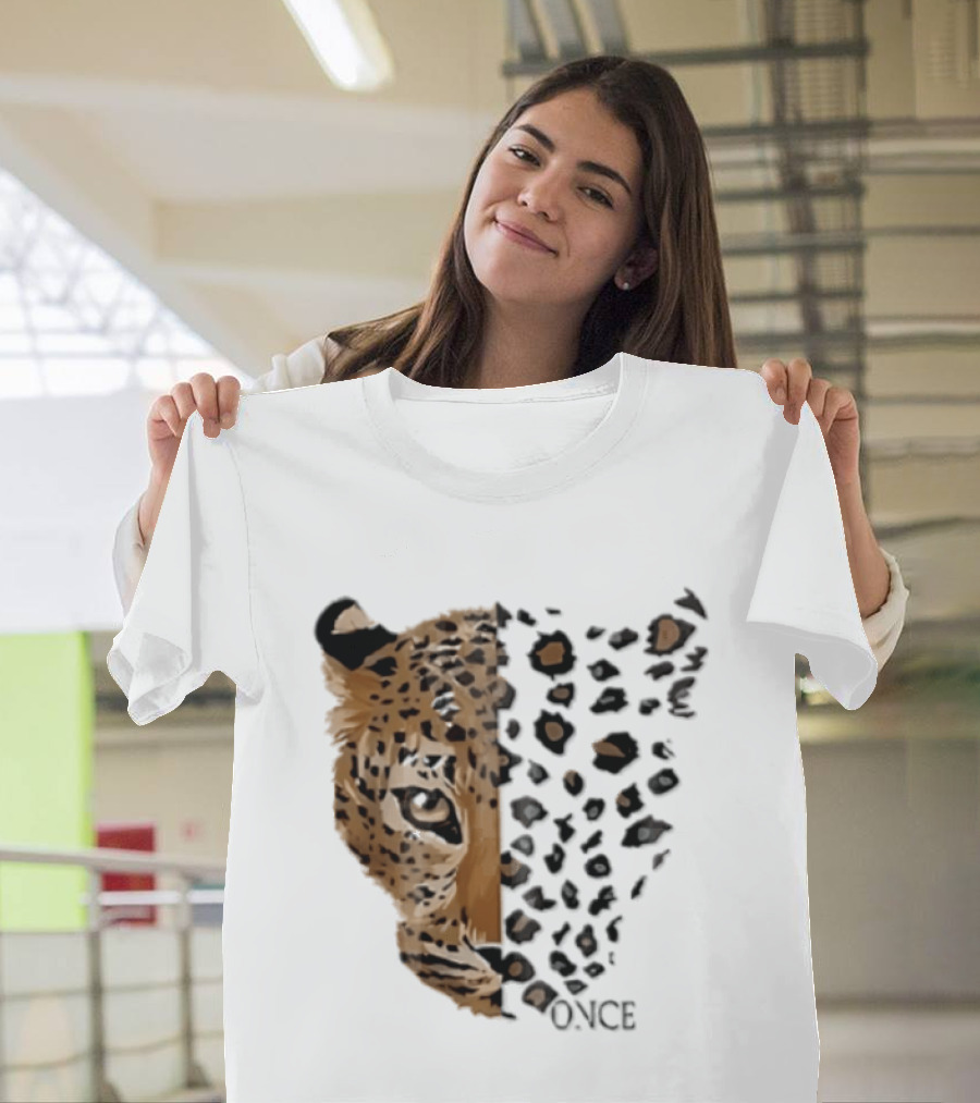 Once Leopard Face Half Animal Half Spots T-Shirt