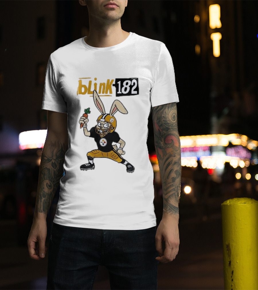Blink 182 Pittsburgh Steelers Rabbit Football T-Shirt