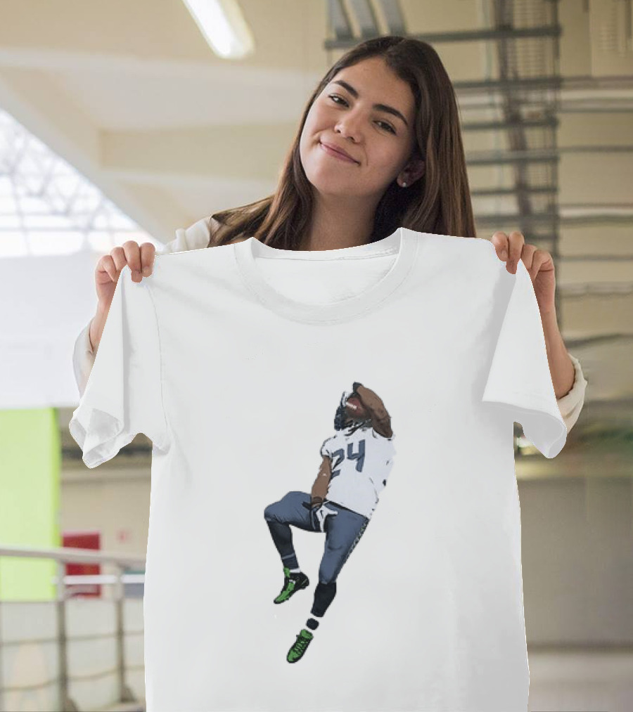 Seattle Seahawks Marshawn Lynch Number 24 Beast Mode Action Pose T-Shirt