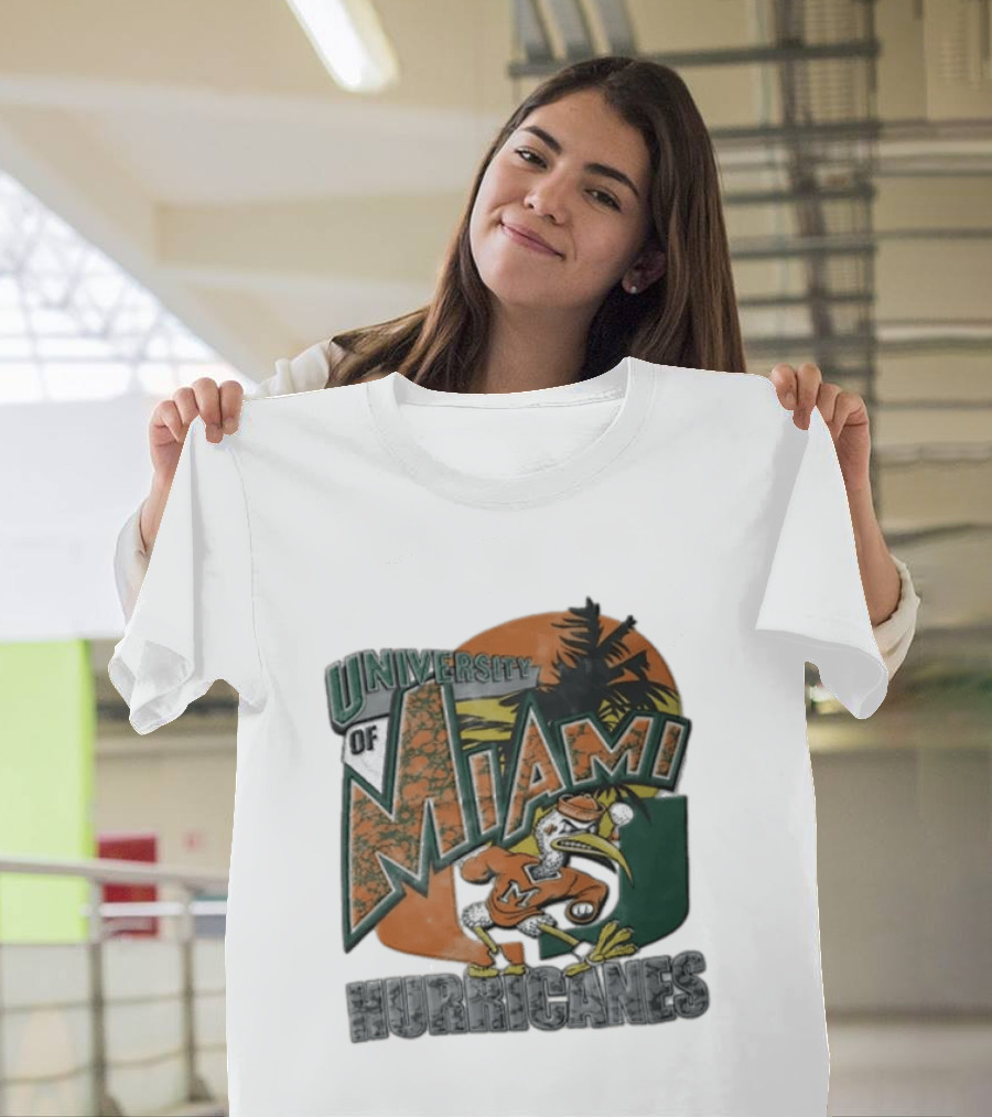 University Of Miami Hurricanes Sebastian Ibis Palm Tree T-Shirt