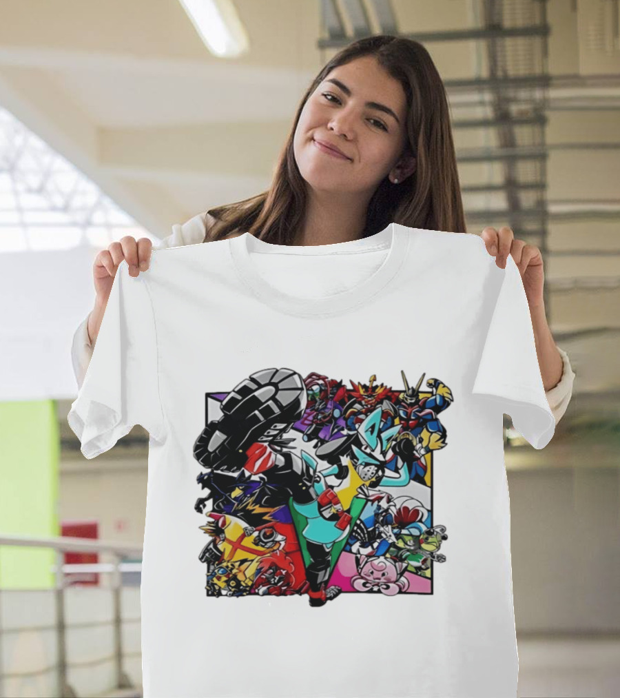 Lucario And Friends Anime Mashup With Megaman Yu Gi Oh Gundam Wigglytuff Pikachu Charizard T-Shirt