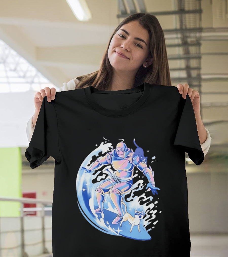 Alphonse Elric Surfing Adventure With Cool Cats On Waves T-Shirt
