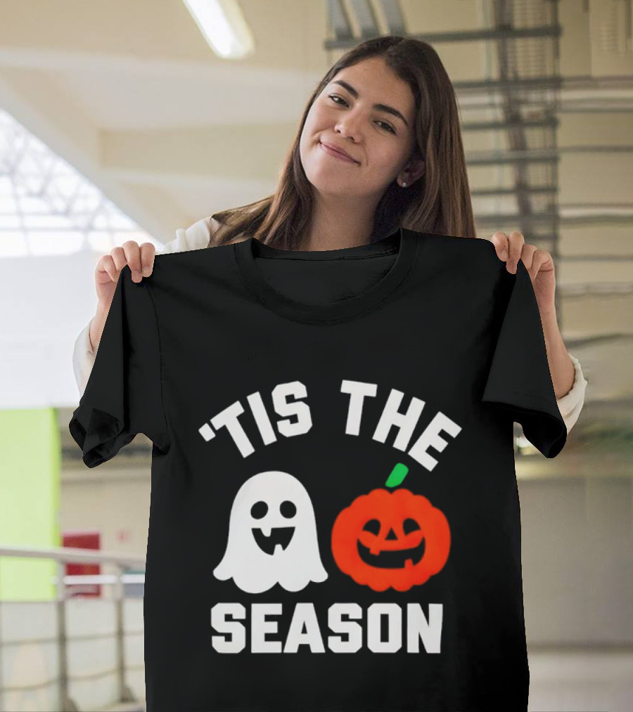 Tis The Season Ghost And Pumpkin Halloween T-Shirt