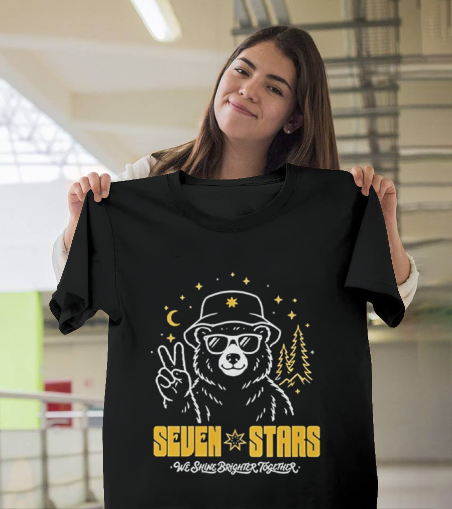 Seven Stars Peaceful Bear At Night We Shine Brighter Together T-Shirt