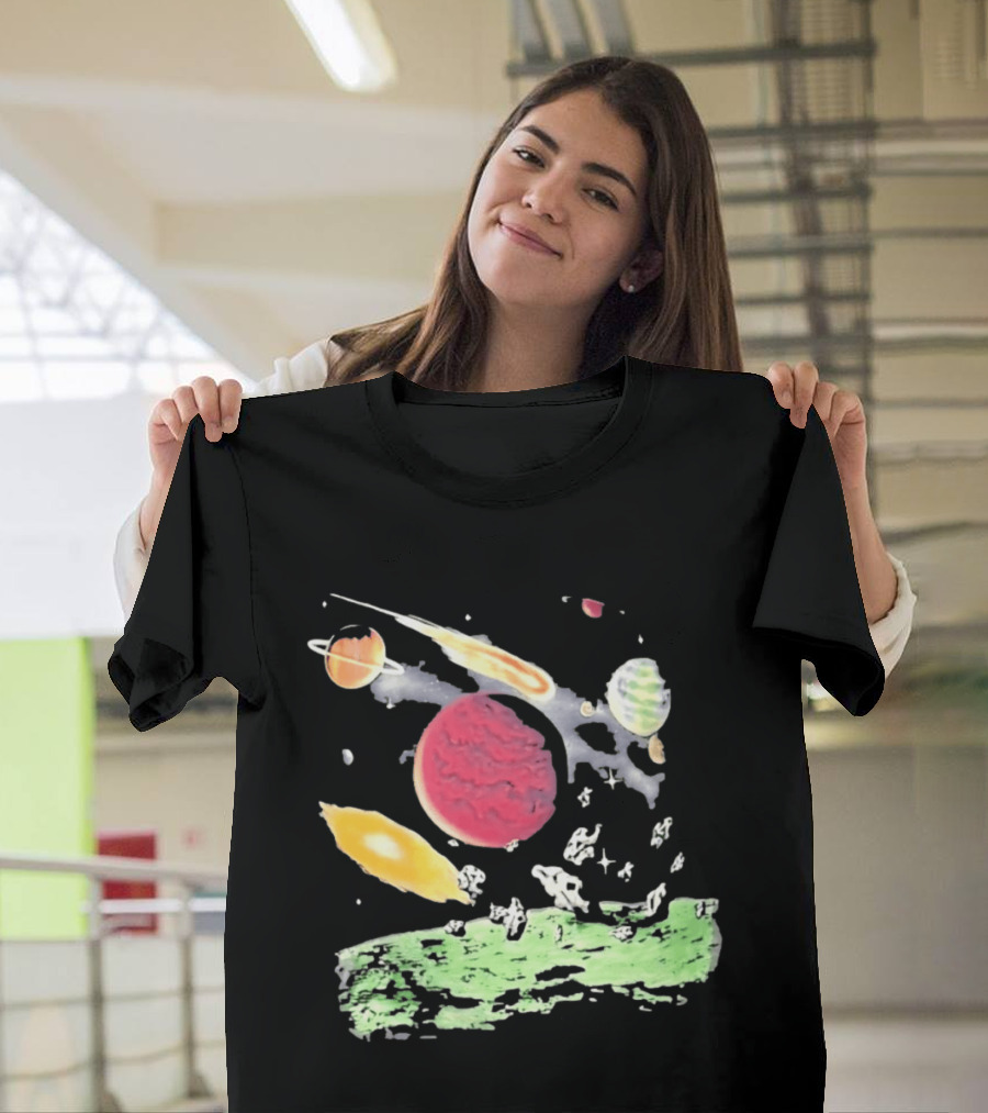 Space Galaxy Planet Asteroid Field Colorful Cosmic Scene T-Shirt
