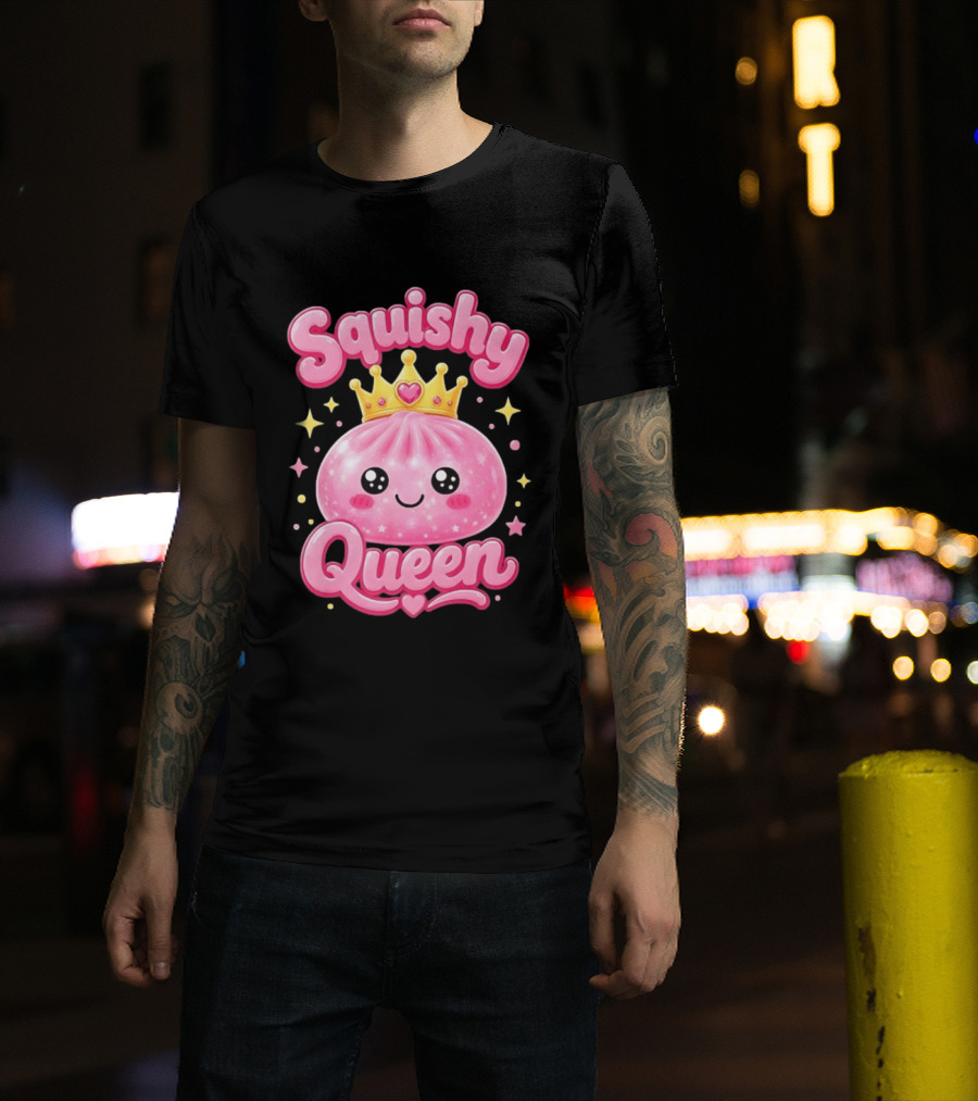Squishy Queen Kawaii Mochi Pink Princess Cute Crown Stars T-Shirt