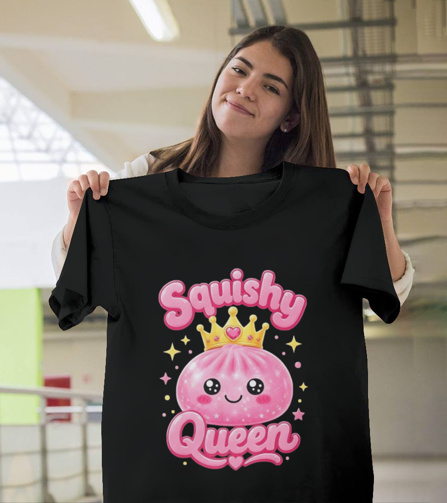 Squishy Queen Kawaii Mochi Pink Princess Cute Crown Stars T-Shirt