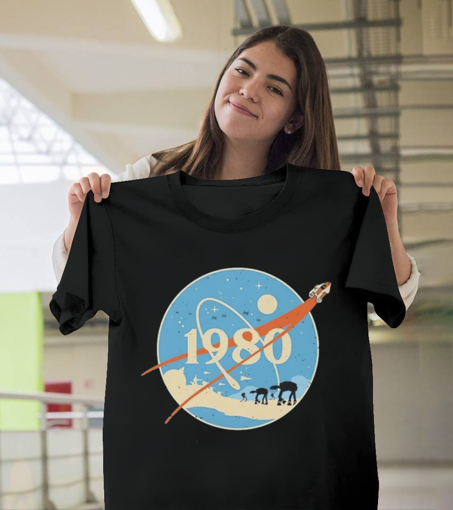 Star Wars 1980 Space Mission Inspired By Empire Strikes Back NASA Style Logo With AT AT Walkers T-Shirt