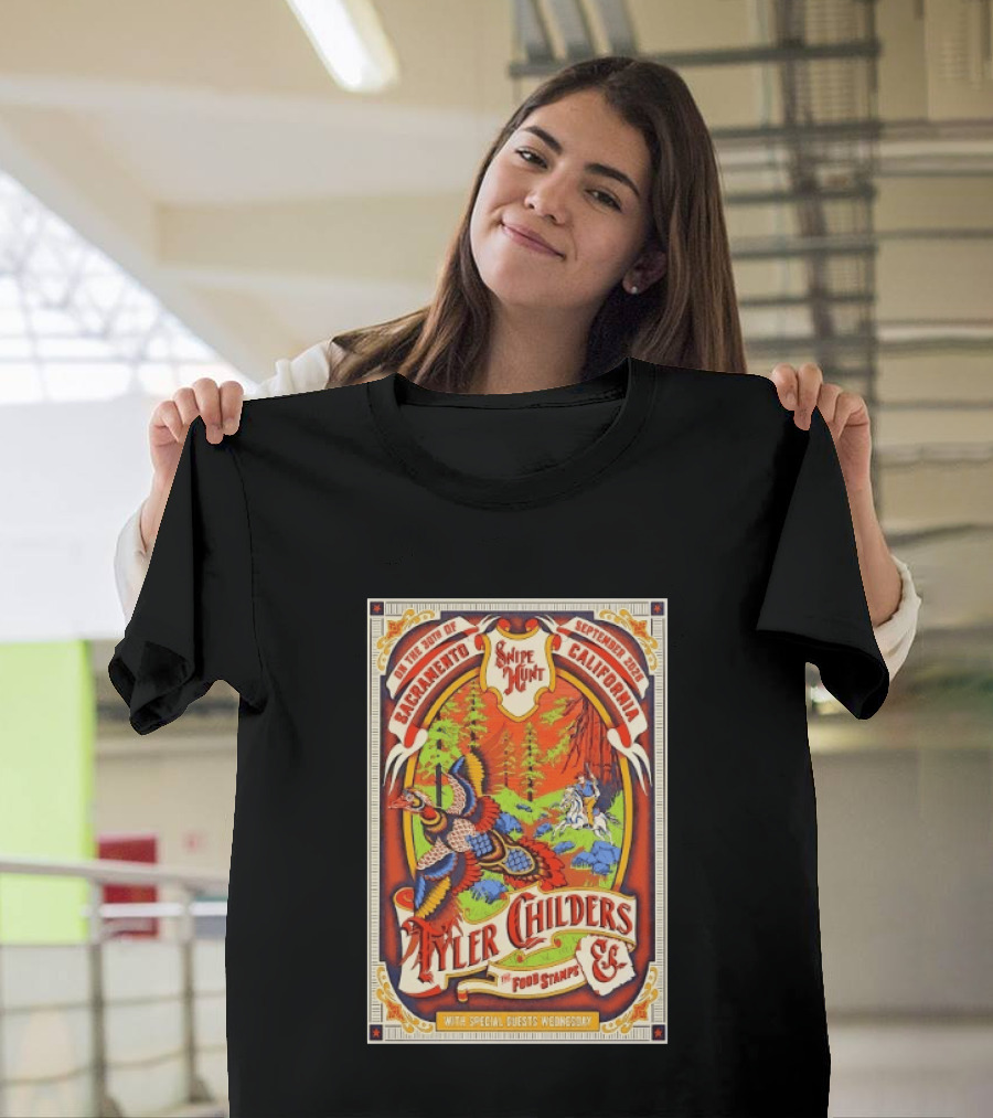 Tyler Childers And The Food Stamps Snipe Hunt Sacramento September 30th 2023 California Concert T-Shirt