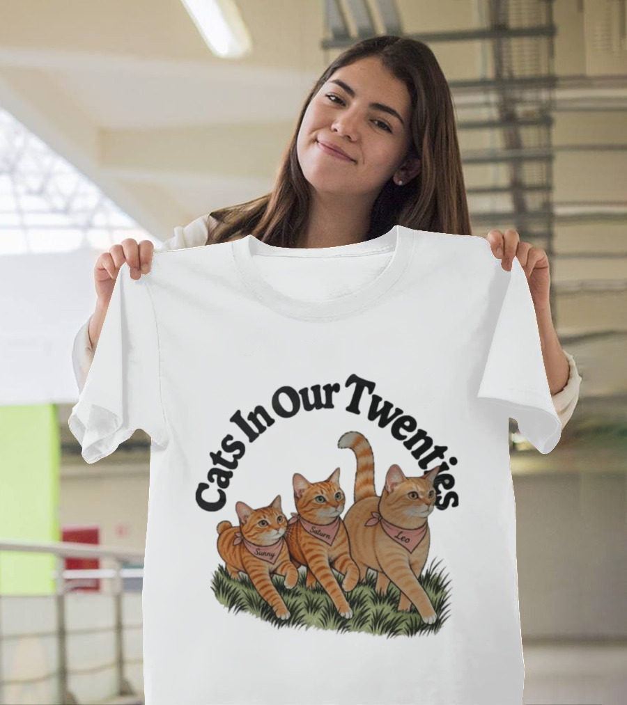 Cats In Our Twenties Sunny Saturn Leo Trio T-Shirt