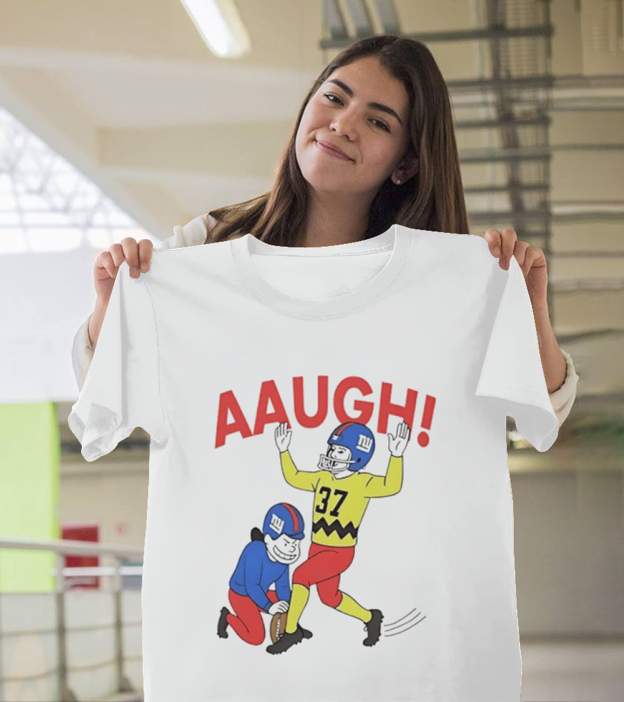Charlie Brown New York Giants AAUGH Football 37 Peanuts Comic T-Shirt