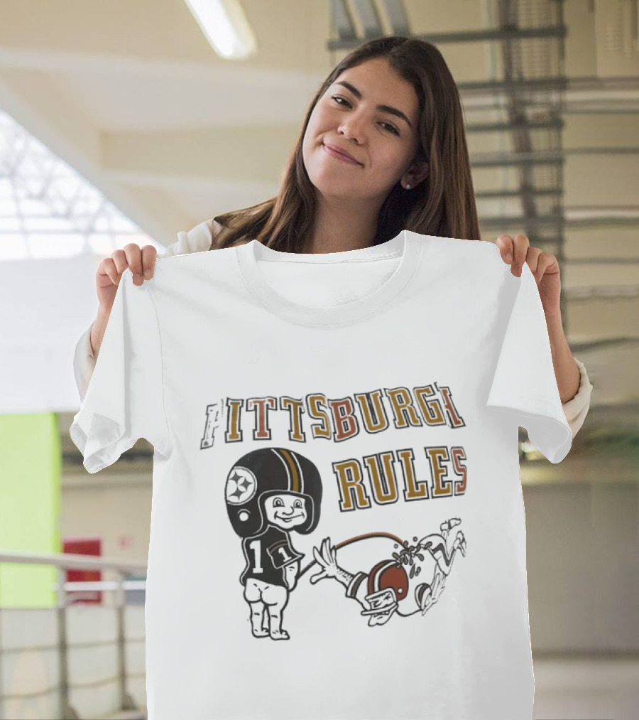 Pittsburgh Rules Football Helmet Kid Kicking Rival Team T-Shirt