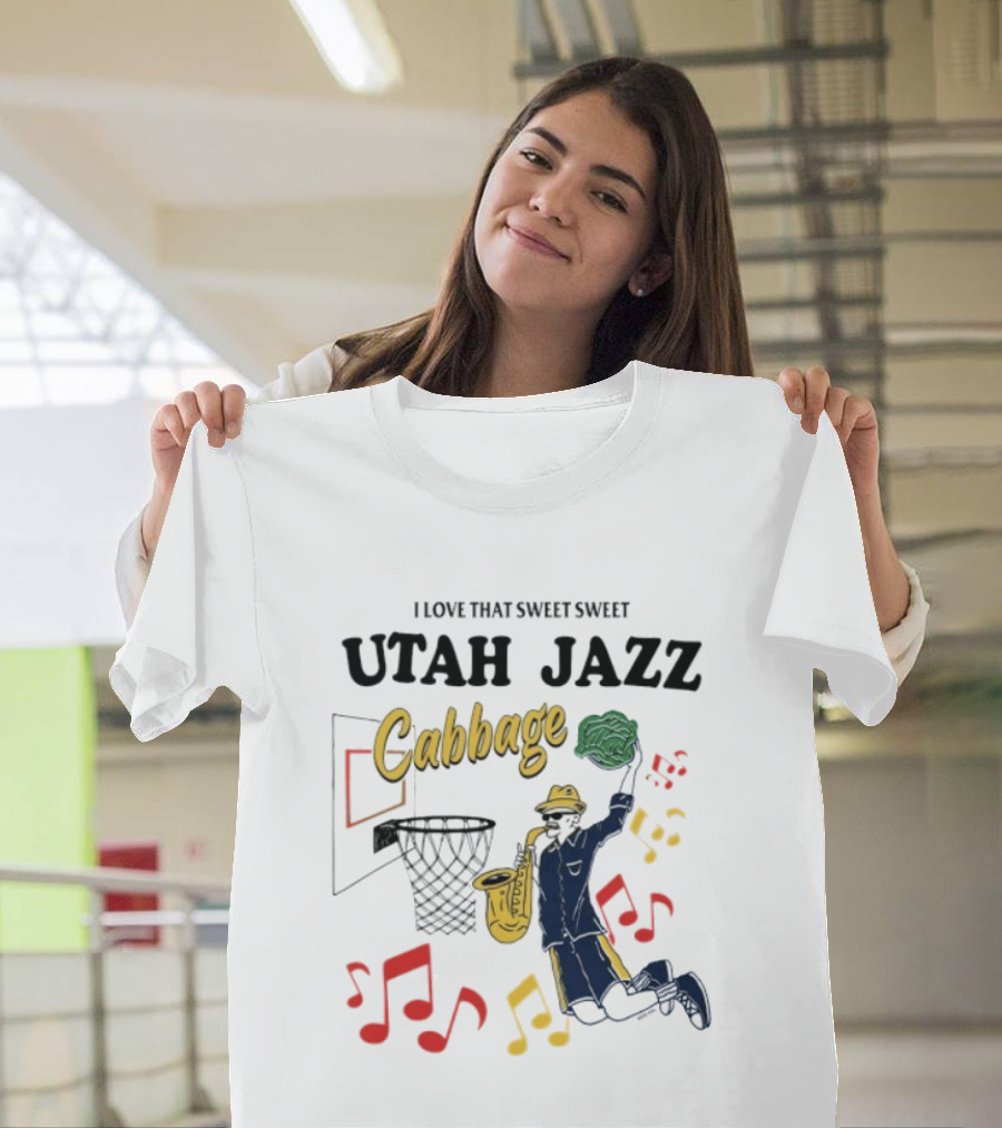 I Love That Sweet Sweet Utah Jazz Cabbage Basketball Music Notes Player T-Shirt