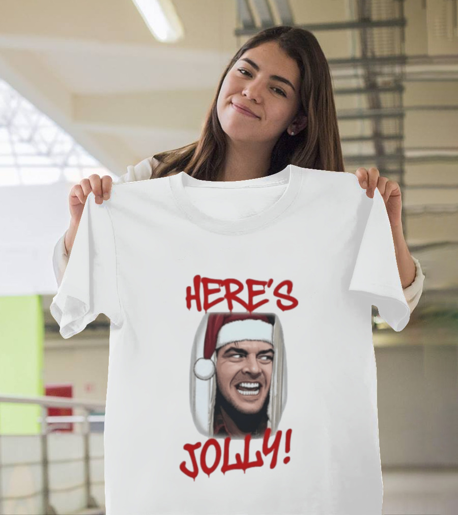 Jack Nicholson Here's Jolly Christmas Horror Santa Hat T-Shirt