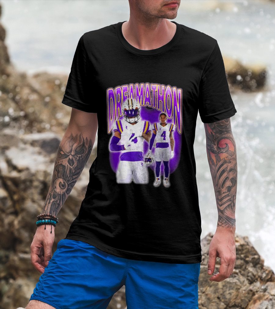 LSU Tigers Dreamathon Gotta Geaux To Work 2 Football 2 Sided T-Shirt