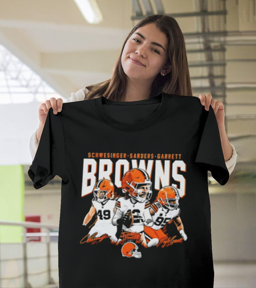 Browns Schwesinger Sanders Garrett Caricature 49 12 95 T-Shirt