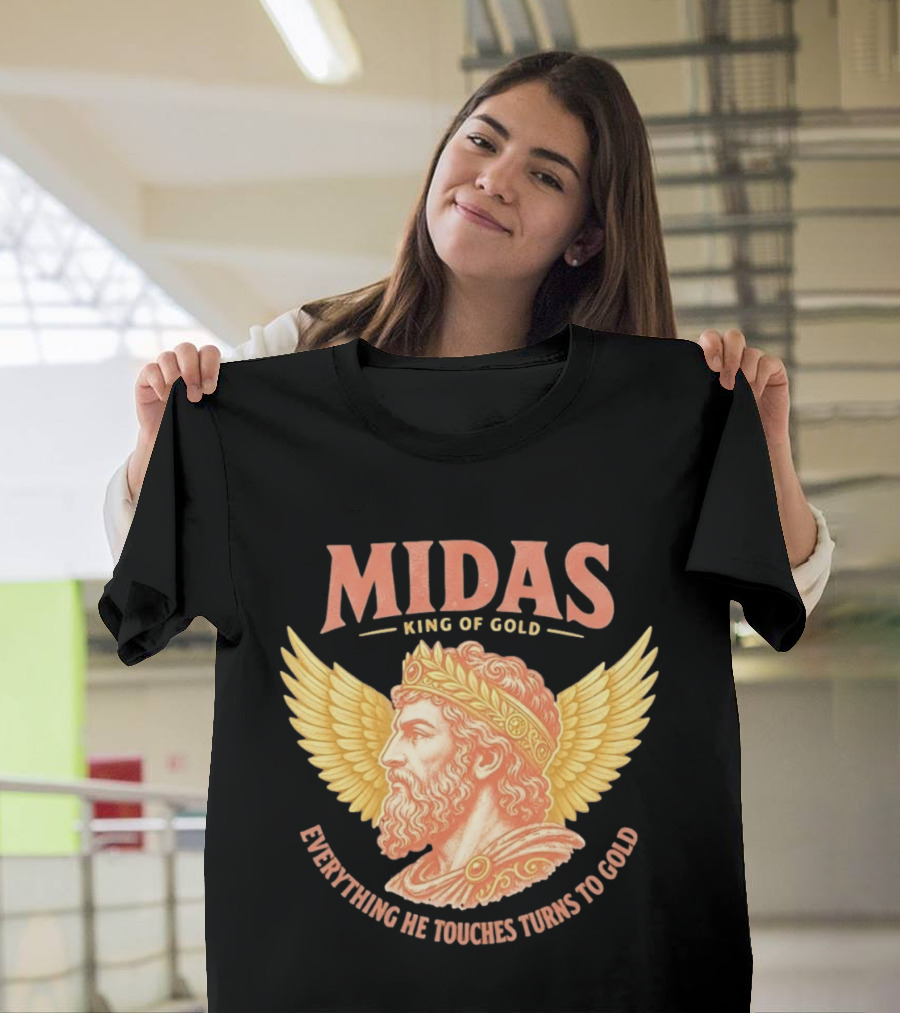 Midas King Of Gold Everything He Touches Turns To Gold Winged Crown Classic Greek Mythology T-Shirt