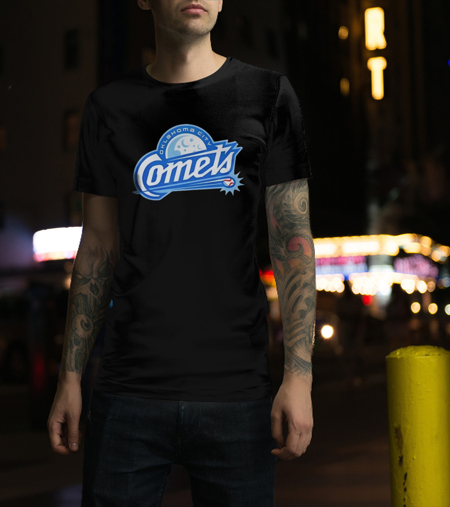 Oklahoma City Comets Baseball Team Moon And Star Baseball T-Shirt