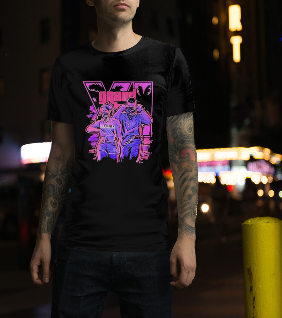 Grand Baddie Couple Neon Vibes Streetwear T-Shirt