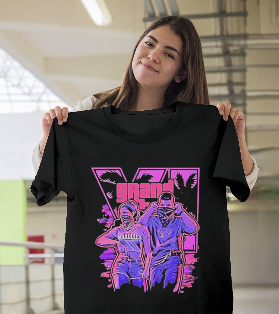 Grand Baddie Couple Neon Vibes Streetwear T-Shirt