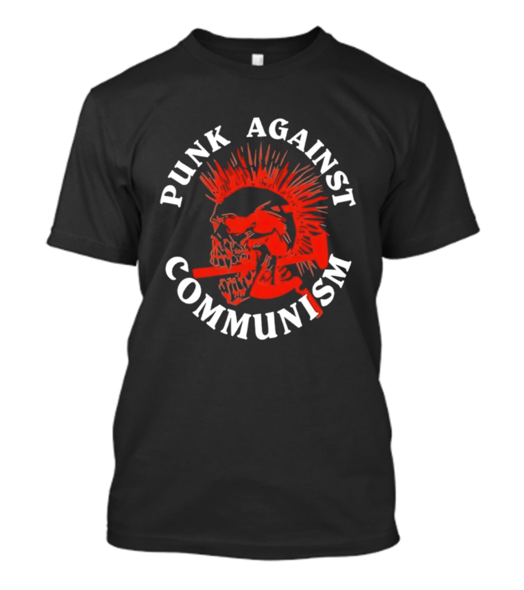 Punk Against Communism Skull Mohawk Anti Communism T-Shirt