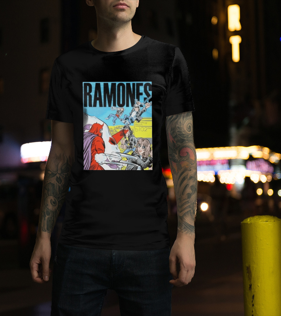 Ramones Rockaway Beach Comic Jack Kirby Style 102nd Street T-Shirt