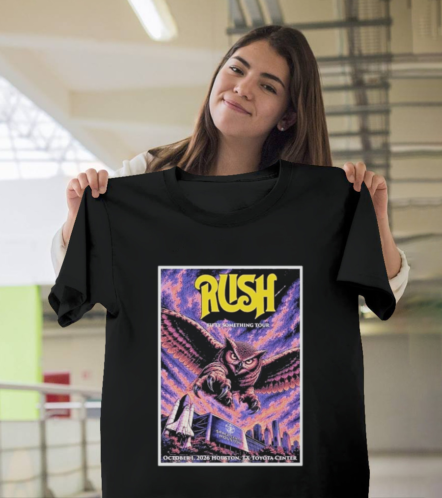 Rush Fifty Something Tour October 1 2026 Houston TX Toyota Center Owl T-Shirt