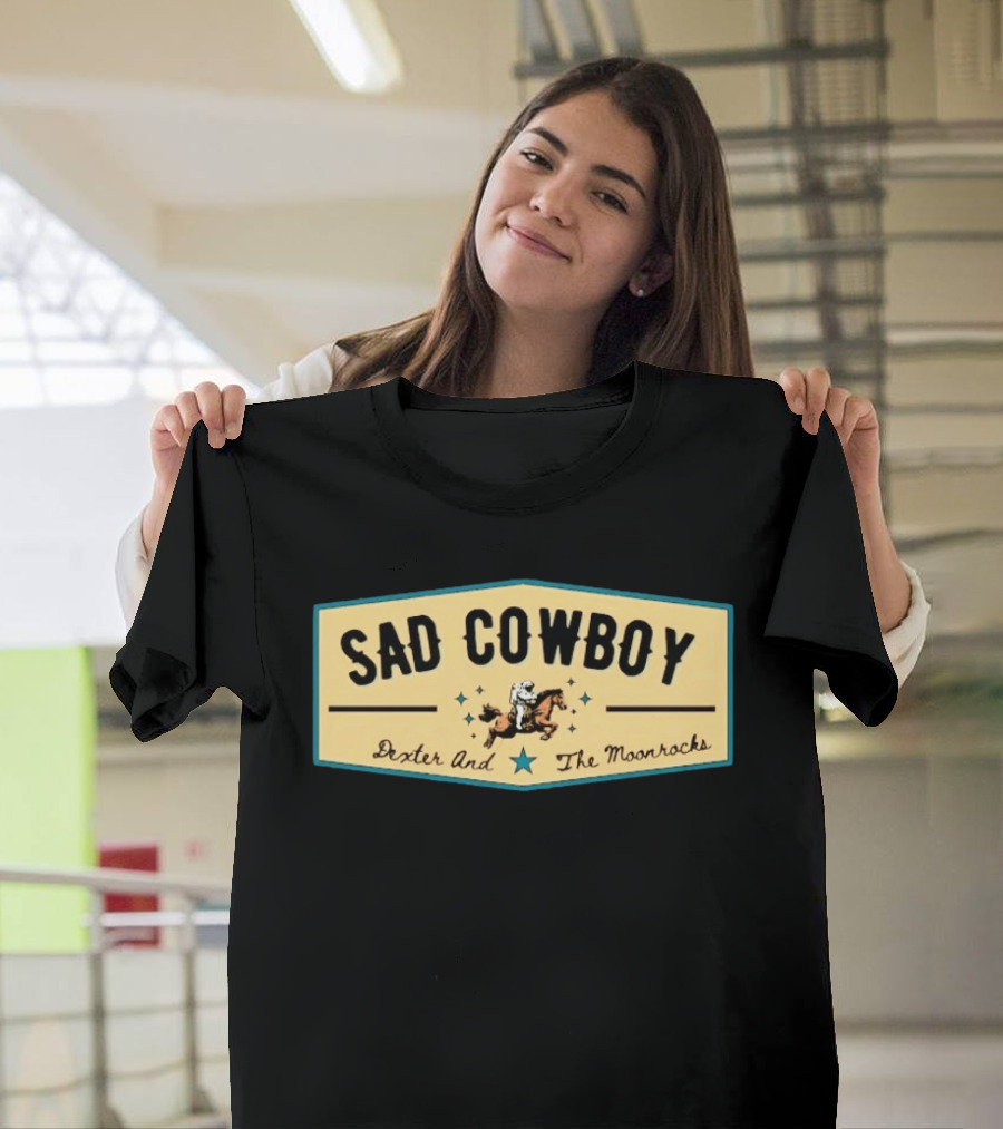 Sad Cowboy Dexter And The Moonrocks Vintage Country Rock Astronaut Horse Riding T-Shirt