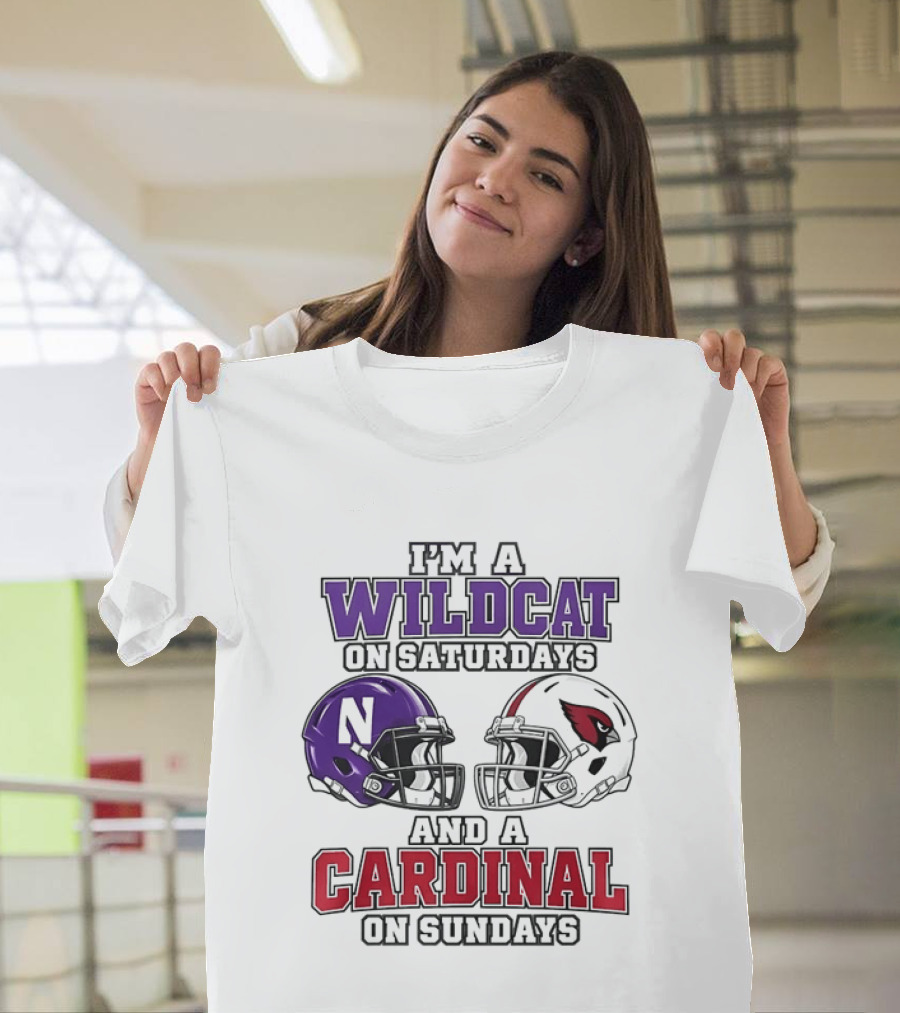 I'm A Wildcat On Saturdays And A Cardinal On Sundays Two Helmets T-Shirt