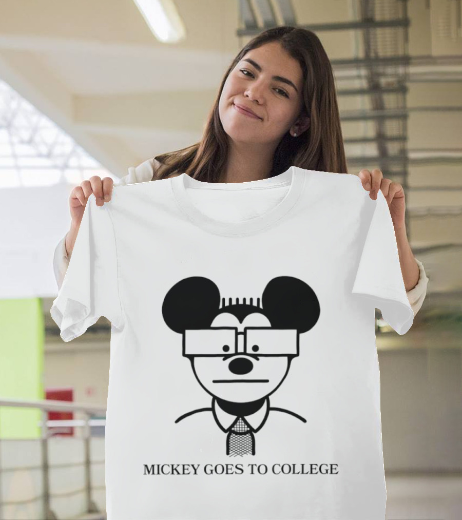 Mickey Goes To College Disney Retro Nerd Glasses T-Shirt