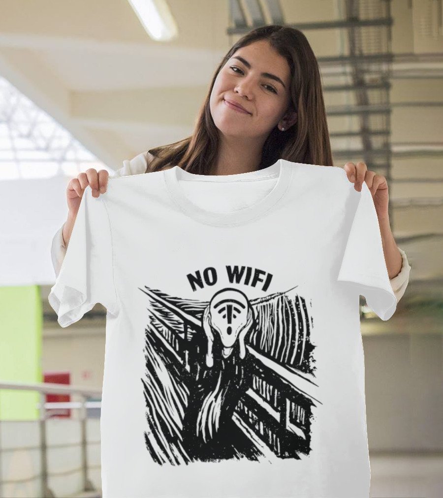 No WiFi The Scream Edvard Munch Network Signal T-Shirt