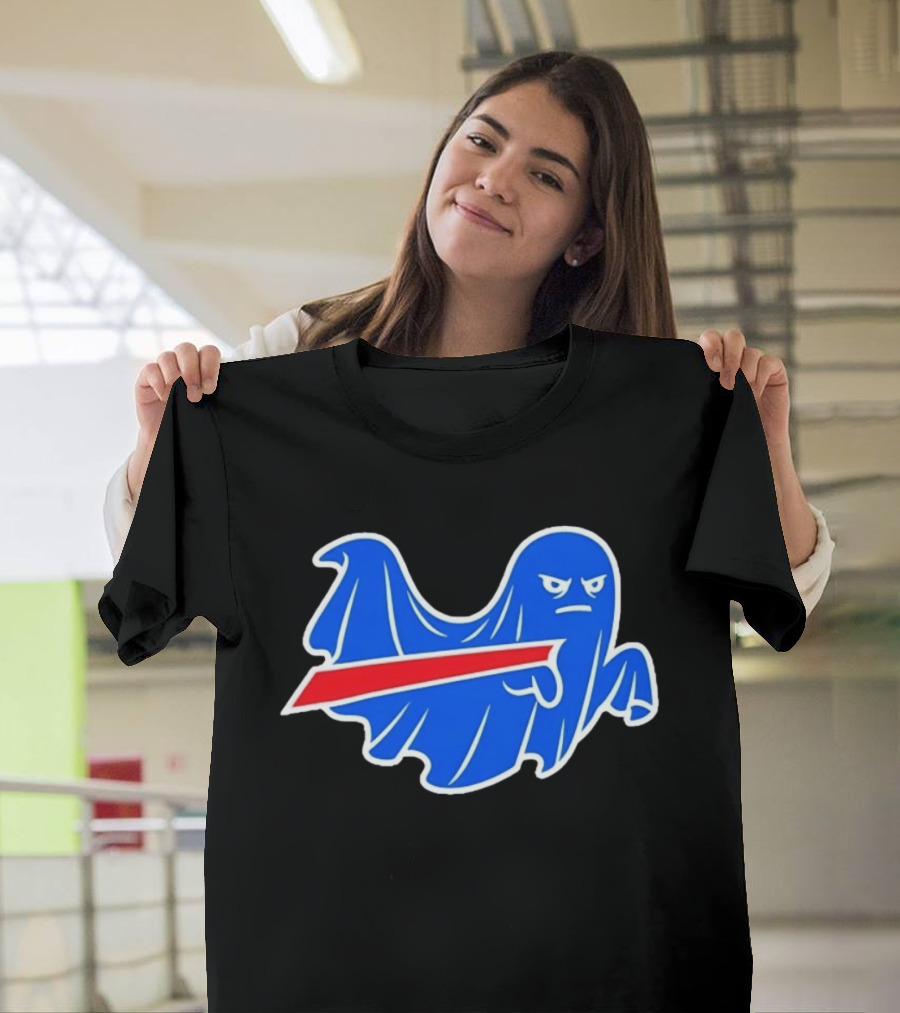 Buffalo Bills Ghost Mascot Emblem With Red T-Shirt