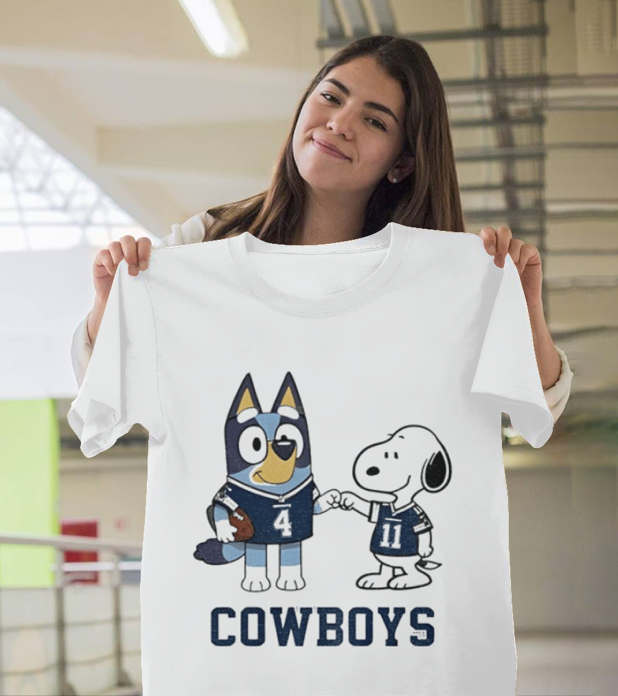 Bluey Snoopy Cowboys Football Team Friendship T-Shirt