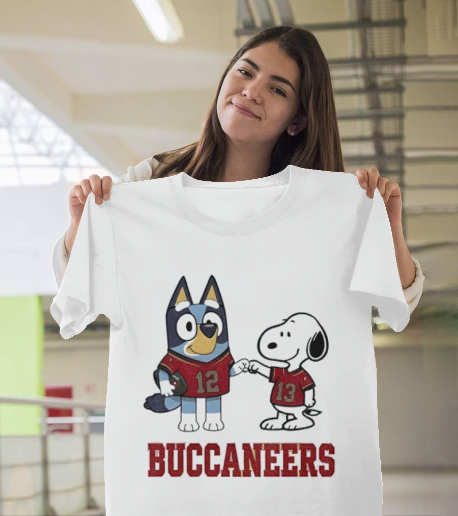 Bluey Snoopy Tampa Bay Buccaneers Football Friends T-Shirt