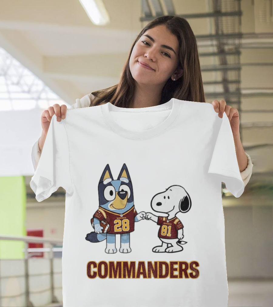Bluey Snoopy Commanders Football 28 81 T-Shirt