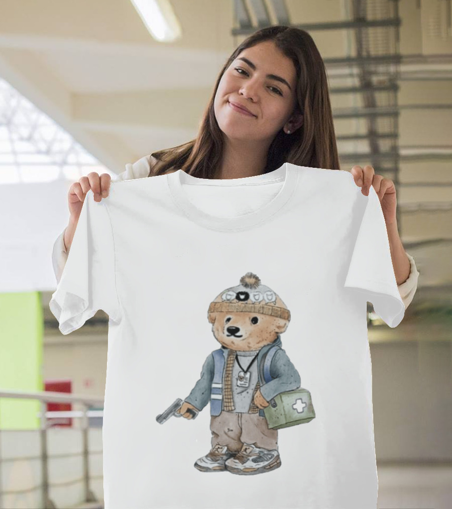 Bryan Bear Toy With Gun And First Aid Kit Beanie T-Shirt
