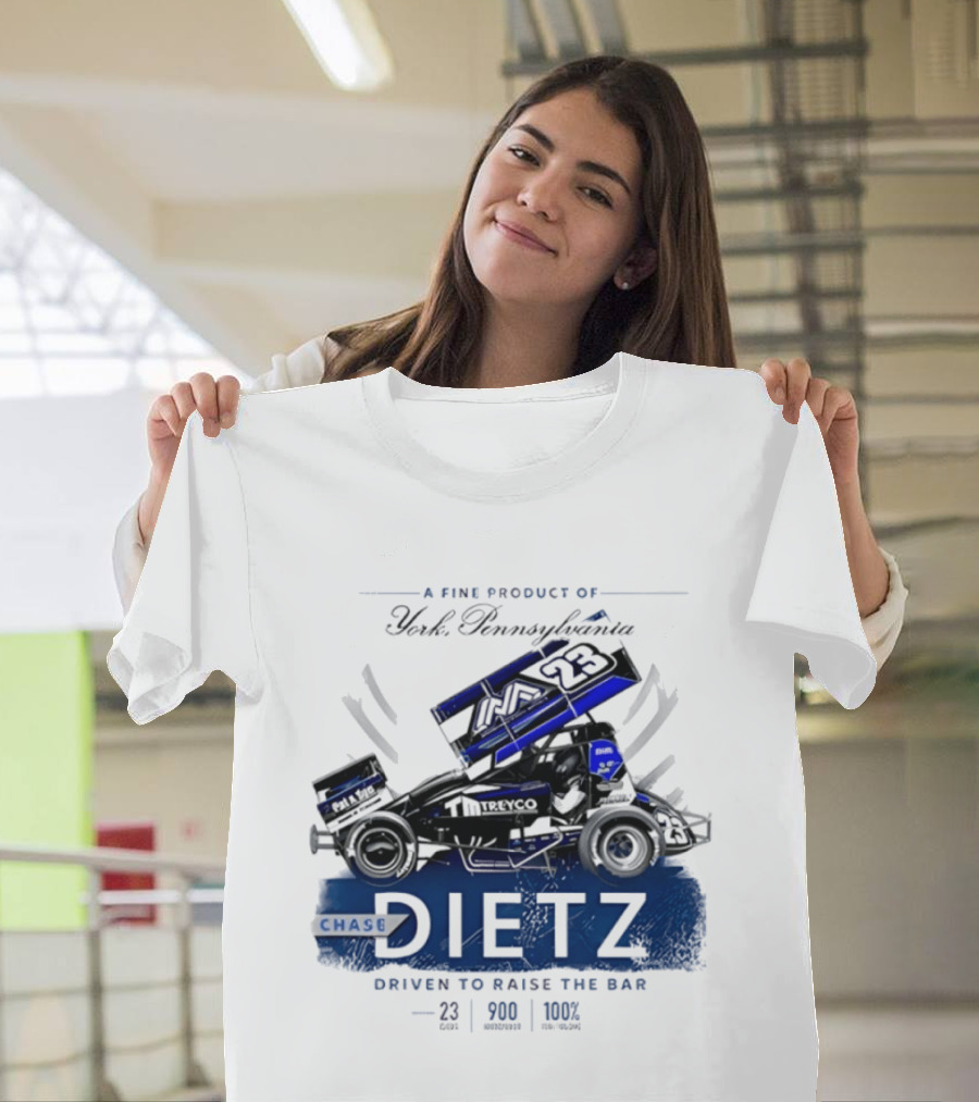 Chase Dietz Sprint Car 23 Driven To Raise The Bar York Pennsylvania Racing T-Shirt