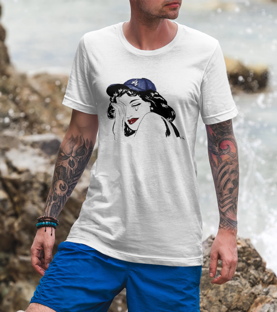 Los Angeles Dodgers Cap Crying Woman Pop T-Shirt