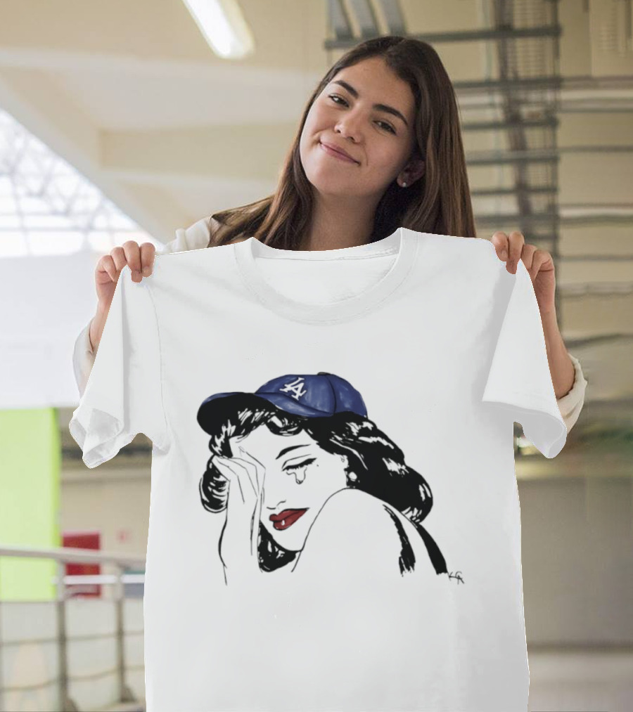 Los Angeles Dodgers Cap Crying Woman Pop T-Shirt