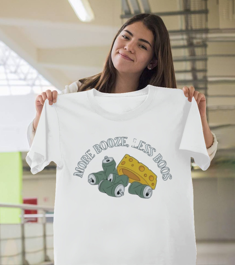 Green Bay Packers More Booze Less Boos Beers And Cheese T-Shirt