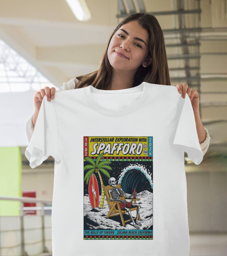 Interstellar Exploration With Spafford Skeleton Surfing At The Belly Up Tavern Solana Beach California October 2 2026 T-Shirt