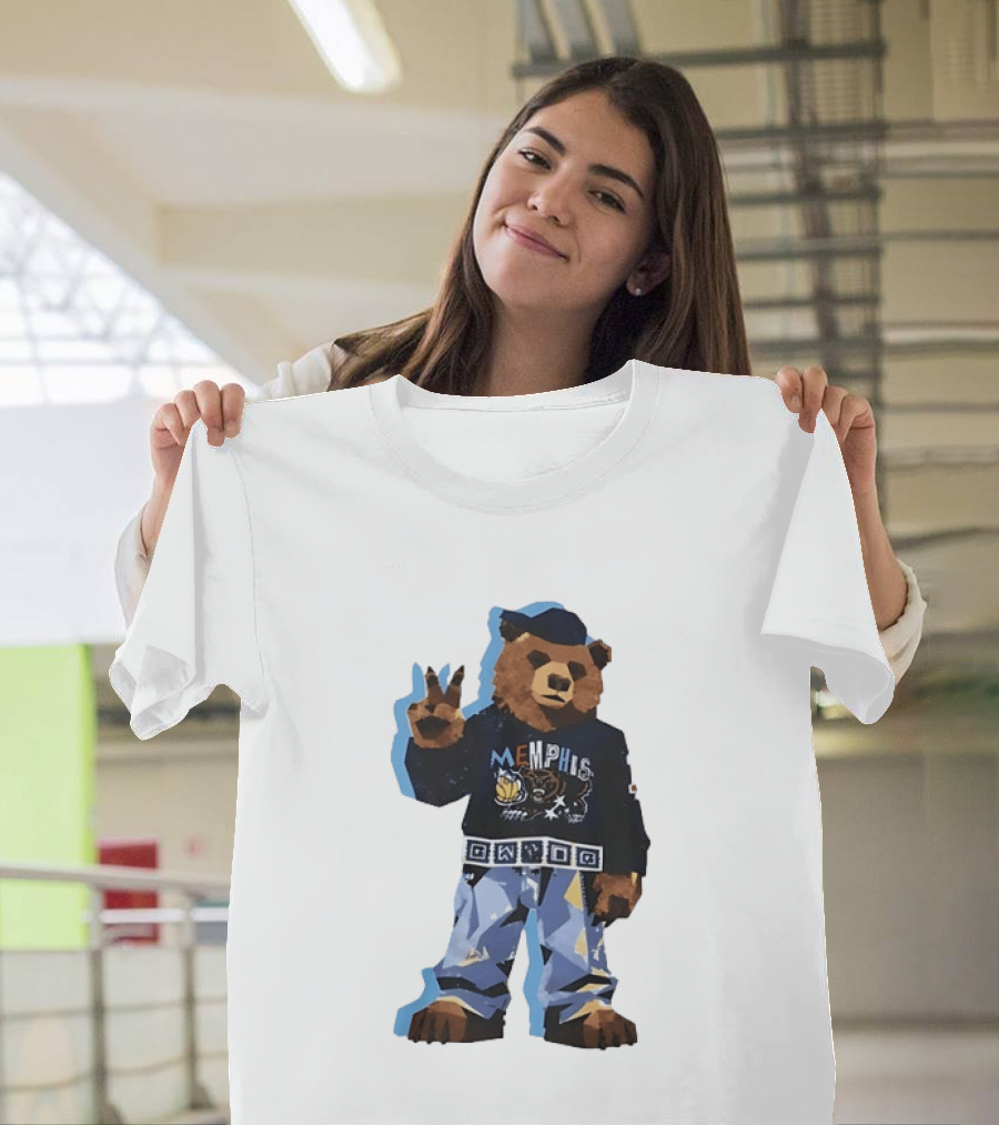 Memphis Grizzlies Bear Peace Sign Retro Style Fashionable Team Spirit T-Shirt