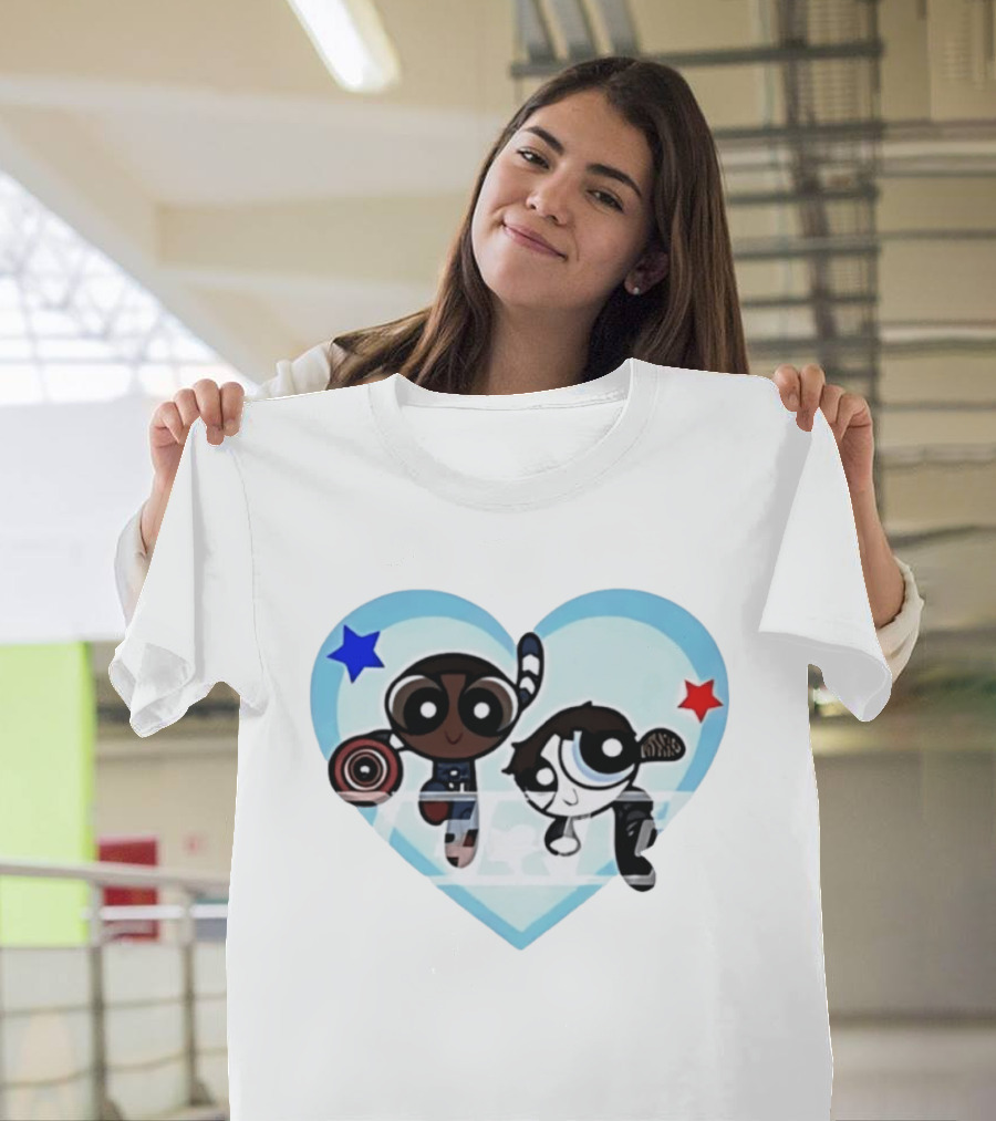 Powerpuff Girls Captain America Winter Soldier Heart Stars T-Shirt