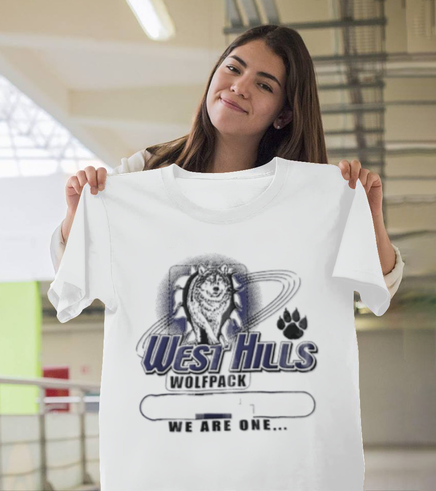 West Hills Wolfpack We Are One Wolf Head Paw T-Shirt